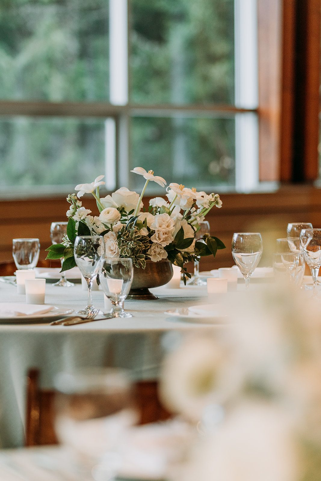 Floral chandelier installation at a Whistler wedding venue